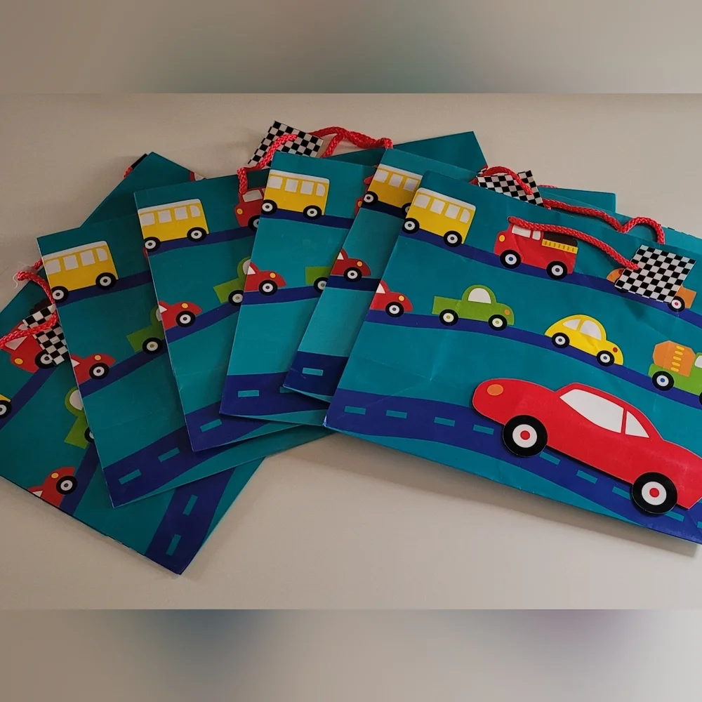 6 New Large Gift Bags With Cars And Trucks